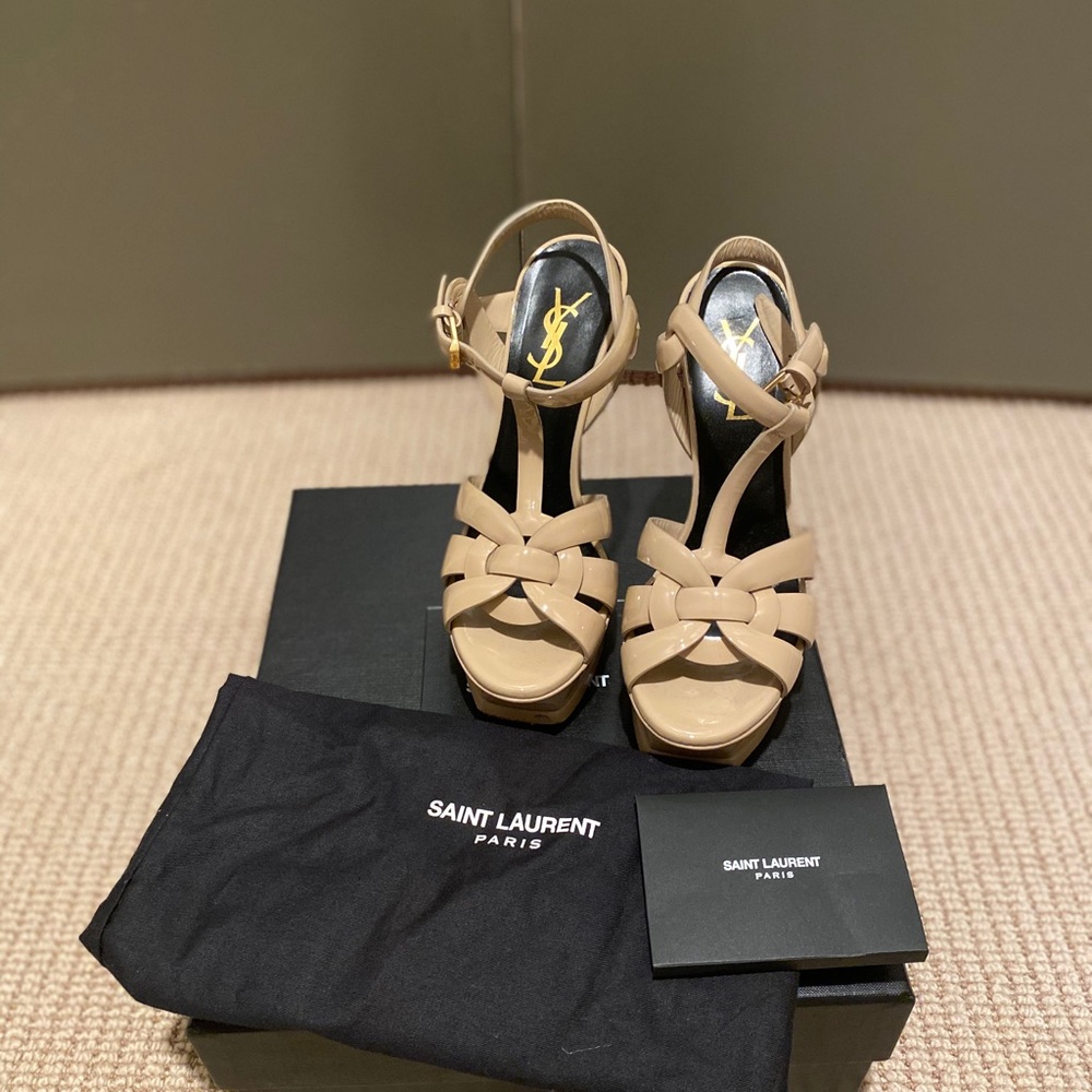 Ysl tribute heels. Nude